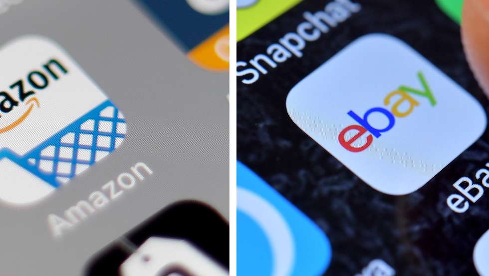 epa07101943 (FILE/COMPOSITE) - An undated composite file image shows the Amazon (L) and the eBay (R) moblie apps (issued 18 October 2018). According to media reports, eBay Inc. has filed a lawsuit against e-commerce rival Amazon.com Inc. at the state court in San Jose, California, USA on 17 October 2018, claiming that the US retail giant infiltrated eBay's internal email system to recruit sellers, a violation of the policies of the marketplace. Amazon declined to comment, media added.  EPA/RITCHIE B. TONGO / SASCHA STEINBACH