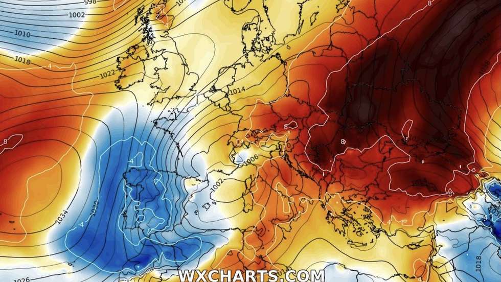 A massa de ar frio polar prevista para quinta