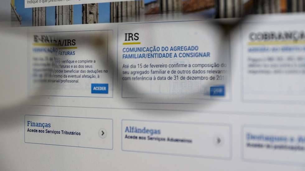 Imagem do Site das Finanças, declarações de IRS
