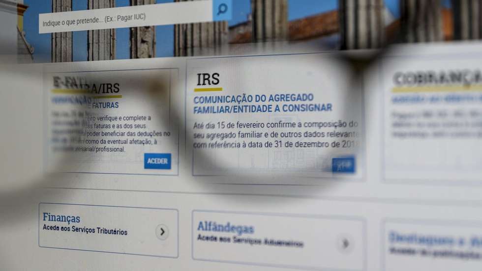 Imagem do Site das Finanças, declarações de IRS