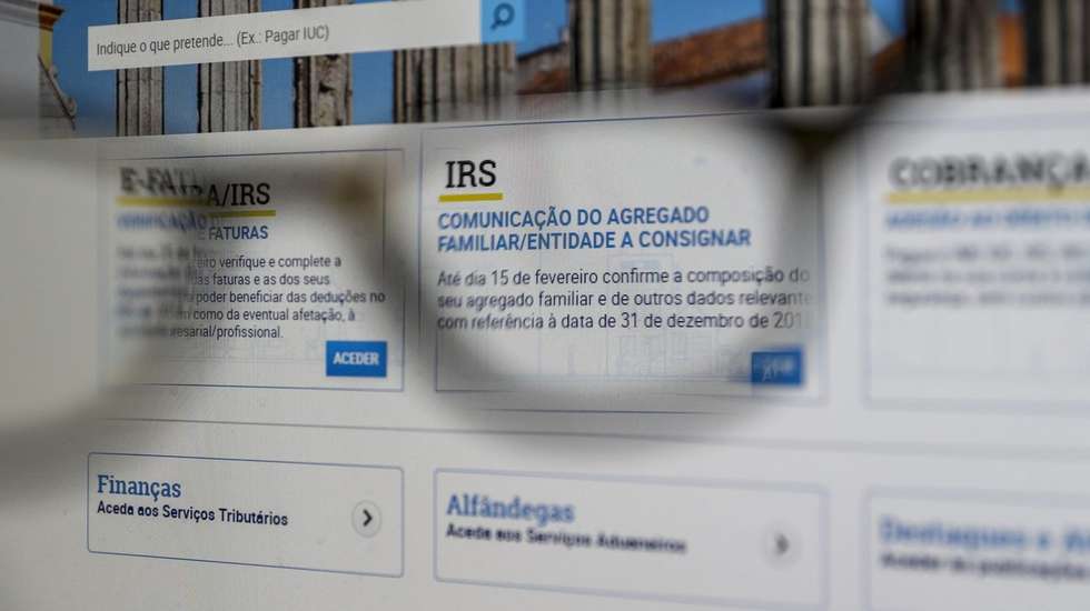 Imagem do Site das Finanças, declarações de IRS