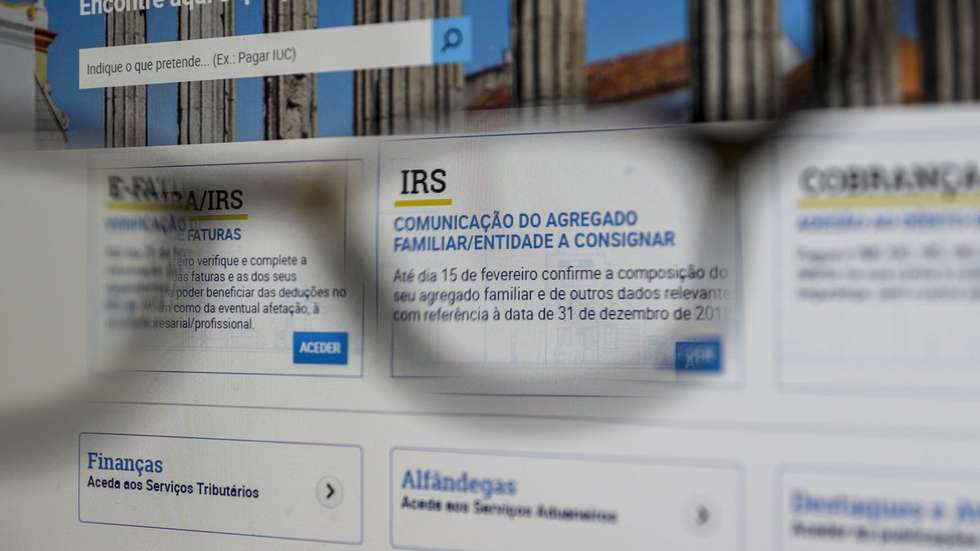 Imagem do Site das Finanças, declarações de IRS