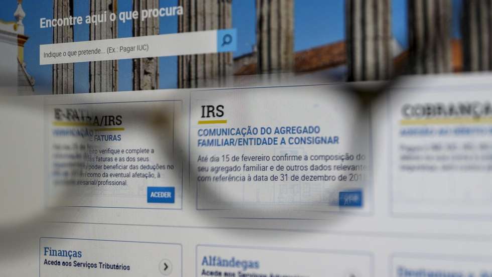 Imagem do Site das Finanças, declarações de IRS