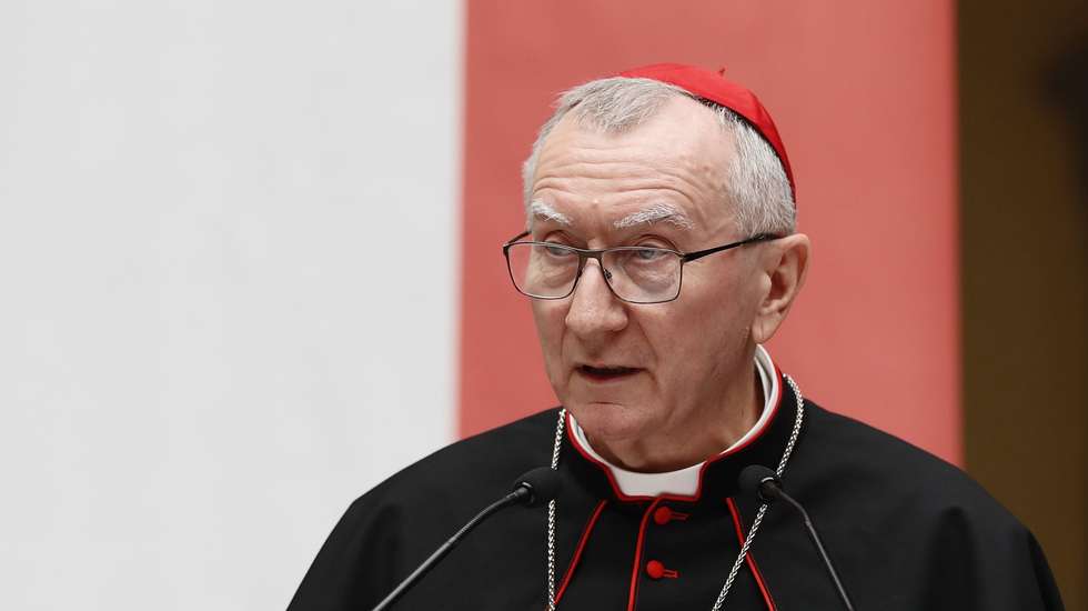 epa09910867 The Secretary of State of the Holy See, Cardinal Pietro Parolin, speaks during the Academic and Commemorative Meeting, on the XXX Anniversary of the reestablishment of diplomatic relations between the Mexican state and the Holy See, in Mexico City, Mexico, 26 April 2022. The Mexican Government and the Catholic Church promised to cooperate for peace, social justice and human rights during the visit of the Secretary of State of the Holy See, Pietro Parolin.  EPA/Mario GuzmÃ¡n