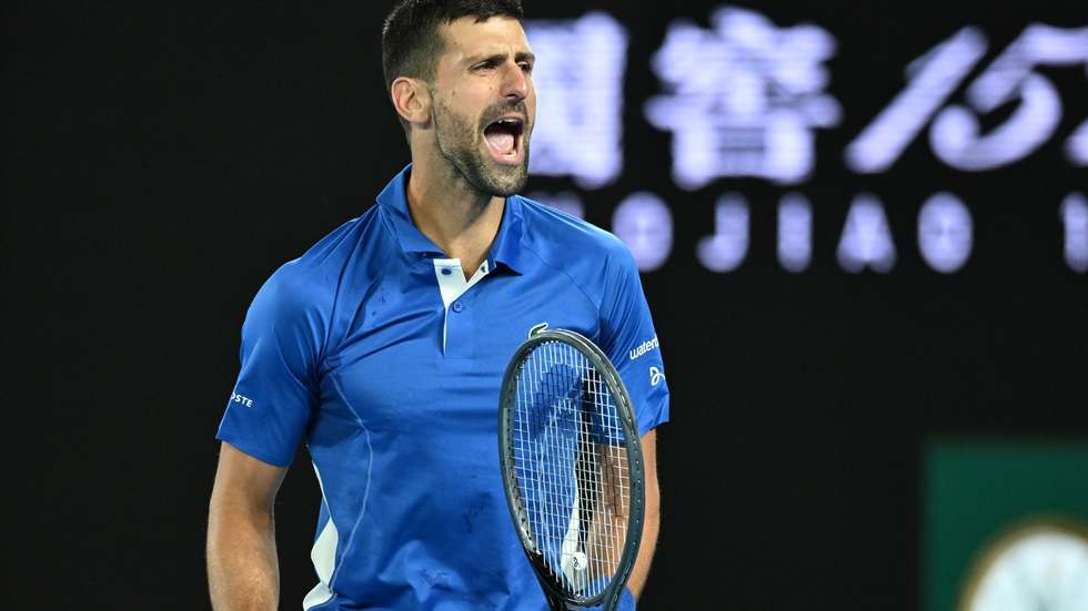 epa11085070 Novak Djokovic of Serbia celebrates during his round 2 win over Alexei Popyrin of Australia on Day 4 of the 2024 Australian Open at Melbourne Park in Melbourne, Australia, 17 January 2024.  EPA/JAMES ROSS  AUSTRALIA AND NEW ZEALAND OUT