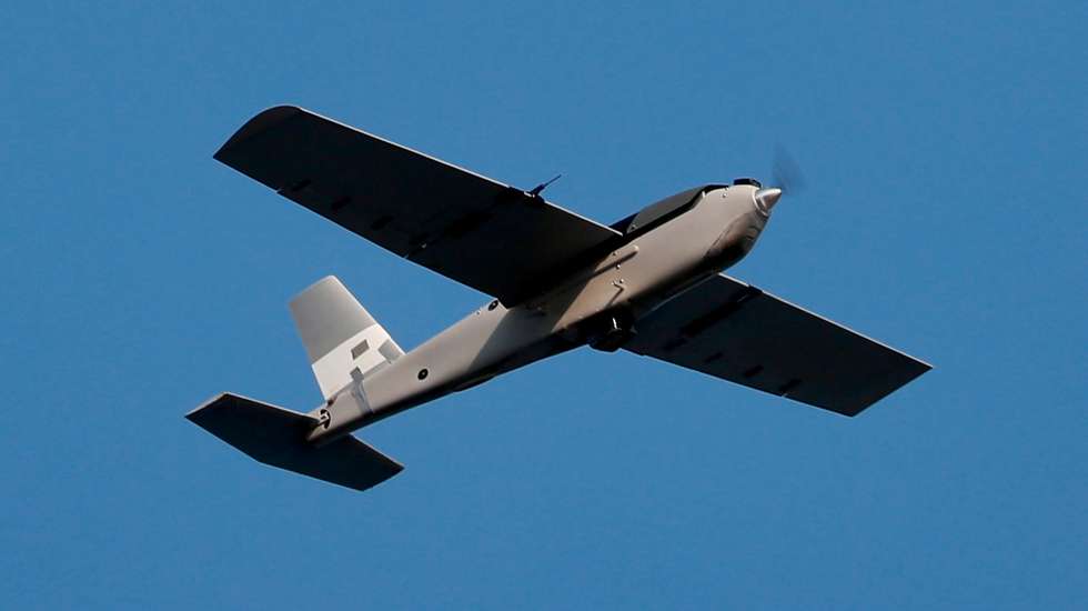 epa10094860 Taiwan’s Cardinal Mini Unmanned Aircraft System patrols the sky during an Amphibious landing drill as part of the Han Kuang military exercise in Pingtung, Taiwan, 28 July 2022. The drill is part of the Taiwan&#039;s annual Han Kuang military exercise that simulates response to enemies attack on major targets in Taiwan.  EPA/RITCHIE B. TONGO