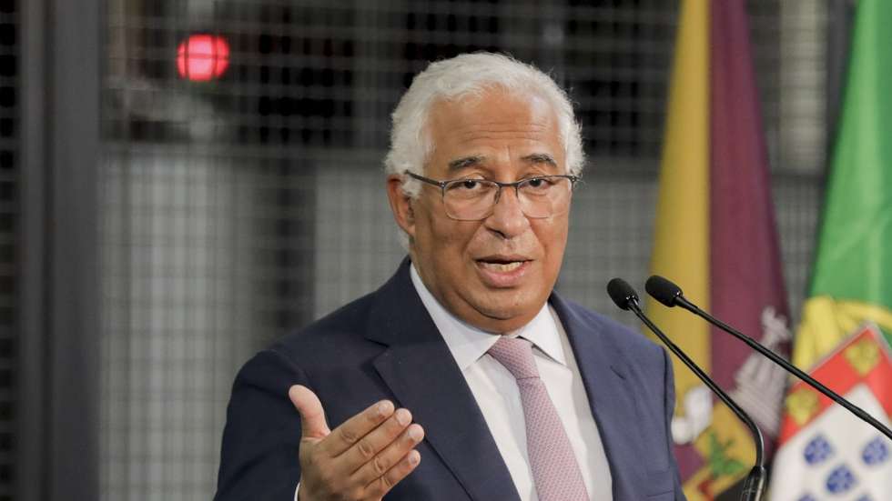 O primeiro-ministro, António Costa, discursa na cerimónia de inauguração do novo armazém automático da Sumol Compal, em Almeirim, 15 de outubro de 2021. PAULO CUNHA /LUSA