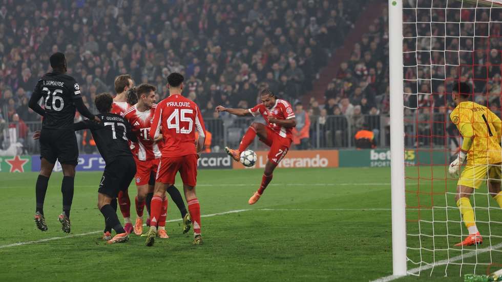 Gnabry fez o empate na sequência de um canto marcado à direita por Olise num lance em que surgiu ao segundo poste sem oposição