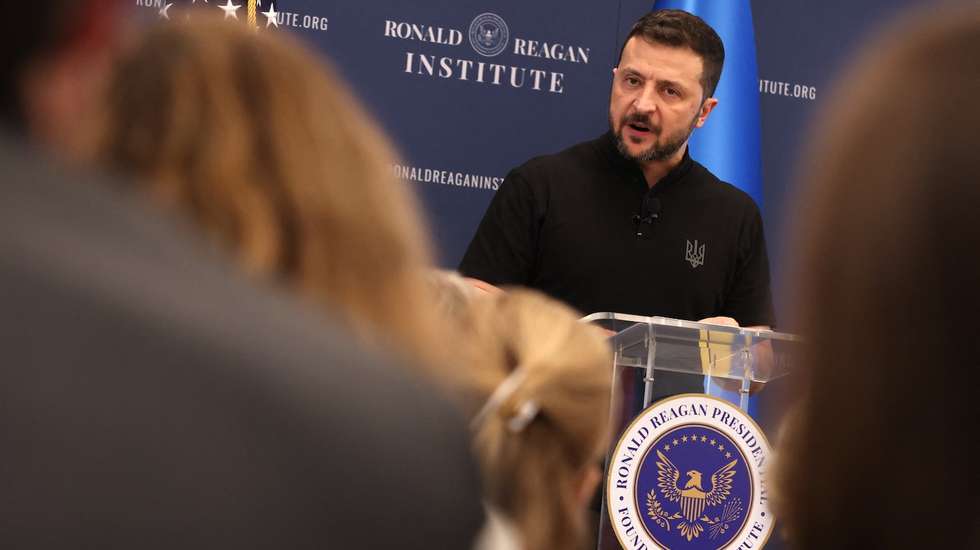 Zelensky discursou num encontro organizado pela Fundação Ronald Reagan, onde elogiou o antigo Presidente