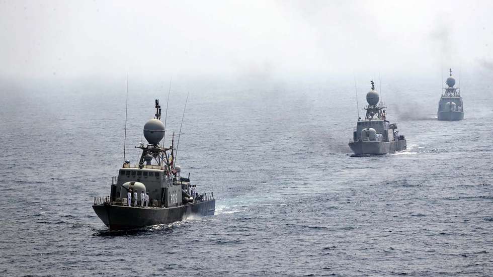epa08663100 A handout photo made available by Iranian Army official website shows Iranian navy warships parade during the last day of military exercise in Persian Gulf, near strategic strait of Hormuz, southern Iran, 12 September 2020. Iran held a three-days military exercise in Gulf and Oman sea.  EPA/IRANIAN ARMY OFFICE / HANDOUT  HANDOUT EDITORIAL USE ONLY/NO SALES