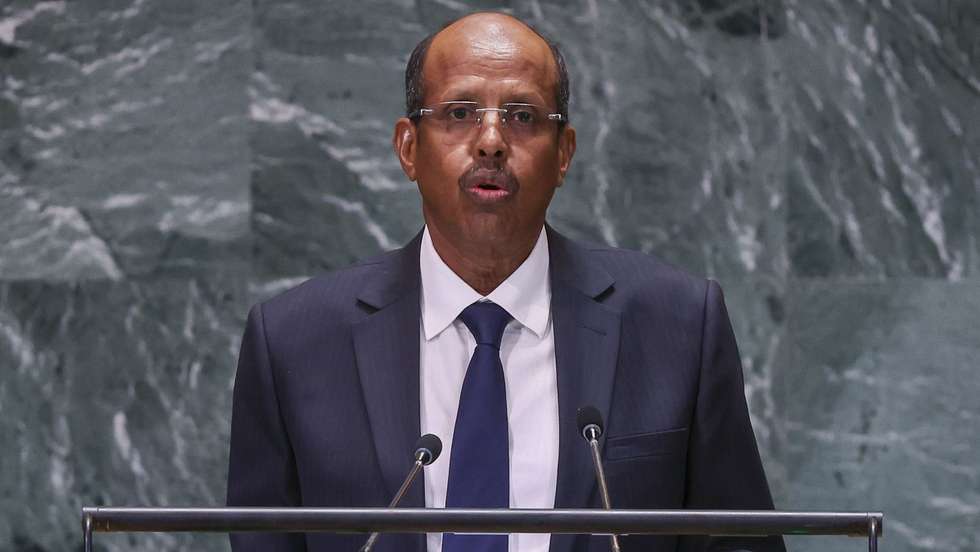 epa11621268 Djiboutian Minister for Foreign Affairs Mahamoud Ali Youssouf speaks during the 'Summit of the Future' being held in advance of this week’s General Debate of the 79th session of the United Nations General Assembly at United Nations Headquarters in New York, New York, USA, 23 September 2024.  EPA/SARAH YENESEL
