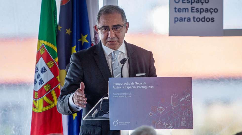 Presidente do Governo regional dos Açores, José Manuel Bolieiro durante a inauguração da sede da Agência Espacial Portuguesa, no Monte das Flores, em Vila do Porto, na Ilha de Santa Maria, 07 de Novembro de 2024.  EDUARDO COSTA/LUSA
