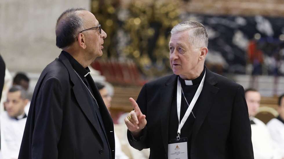 epa12065671 Cardinals Juan Jose Omella (L) and Blase Cupich attend the Fifth Novemdiale Mass in memory of late Pope Francis in Saint Peter's Basilica, Vatican City, 30 April 2025. Pope Francis passed away on Easter Monday, 21 April 2025, at the age of 88, and was buried in the Papal Basilica of St. Mary Major in Rome on 26 April.  EPA/FABIO FRUSTACI
