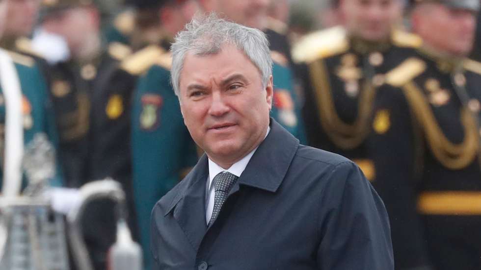 epa09187141 Russian State Duma Speaker Vyacheslav Volodin arrives to watch the Victory Day military parade in the Red Square in Moscow, Russia, 09 May 2021. The Victory Day military parade annually takes place 09 May 2021 in the Red Square to mark the victory of the Soviet Union over the Nazi Germany in the World War II.  EPA/MAXIM SHIPENKOV