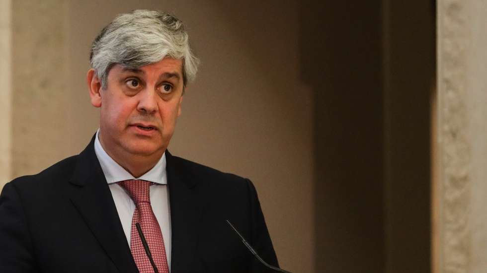 O governador do Banco de Portugal, Mário Centeno, intervém durante a apresentação do Boletim Económico de dezembro, que inclui projeções para a evolução da economia portuguesa no período 2020 a 2023, na sede em Lisboa, 14 de dezembro de 2020. TIAGO PETINGA/POOL/LUSA