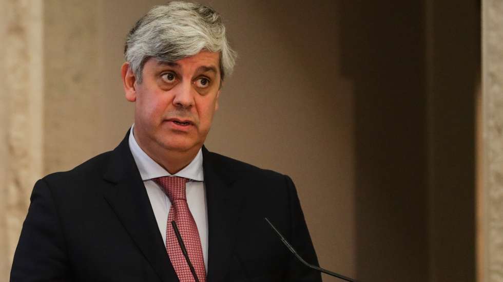 O governador do Banco de Portugal, Mário Centeno, intervém durante a apresentação do Boletim Económico de dezembro, que inclui projeções para a evolução da economia portuguesa no período 2020 a 2023, na sede em Lisboa, 14 de dezembro de 2020. TIAGO PETINGA/POOL/LUSA