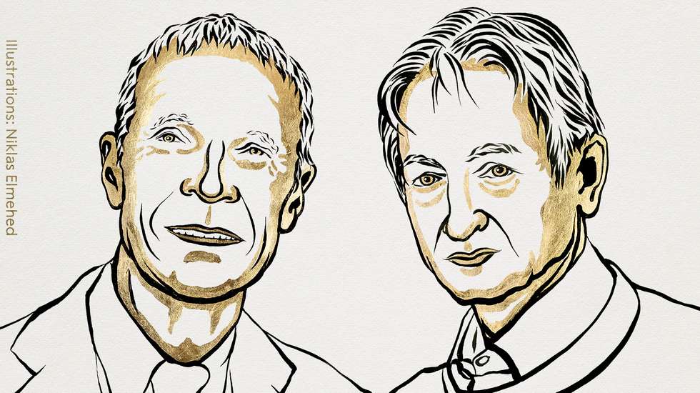 John J. Hopfield (à esquerda) e Geoffrey E. Hinton (à direita)
