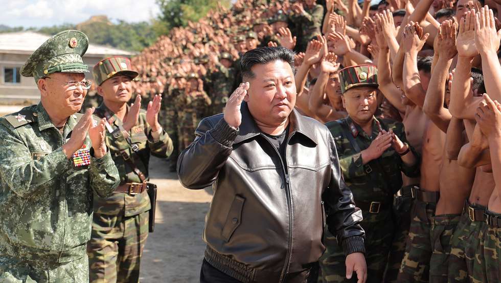 epa11641092 A photo released by the official North Korean Central News Agency (KCNA) shows North Korean leader Kim Jong Un inspecting the training base of the special operations unit of the Korean People's Army (KPA) in an undisclosed location in the west of North Korea, 02 October 2024 (issued 04 October 2024). According to KCNA, Kim said that the country "would use without hesitation all the offensive forces it has possessed, including nuclear weapons" if attacked by South Korea and its US ally.  EPA/KCNA  EDITORIAL USE ONLY