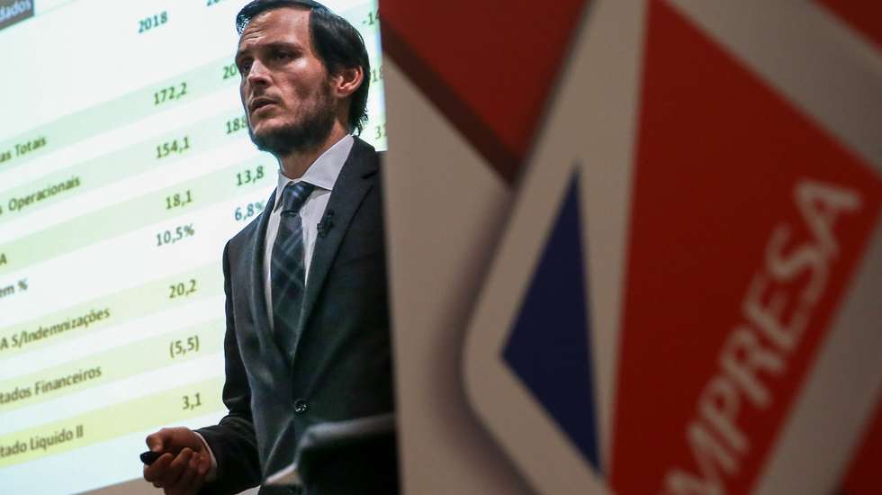 O CEO da Impresa, Francisco Pedro Balsemão, fala durante a divulgação das contas anuais de 2018 daquele grupo multimédia, na sede do Grupo Impresa, em Oeiras, 28 de fevereiro de 2019.  MANUEL DE ALMEIDA/LUSA