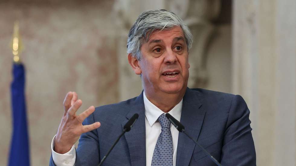 O Governador do Banco de Portugal, Mário Centeno, intervem durante a apresentação do Boletim Económico de março, em  Lisboa, 22 de março de 2024. ANTÓNIO COTRIM/LUSA