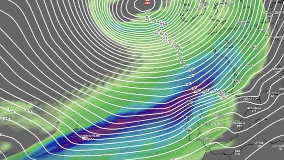 A tempestade Éowyn que este sábado atinge a Irlanda -- e Portugal (site Meteored)