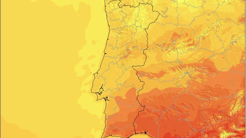 O mapa de calor para domingo, 12