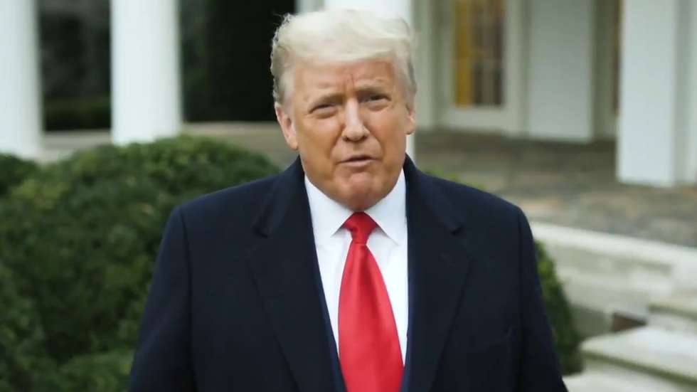 epa08923574 A screen grab from a video message posted by US President Donald J. Trump on Twitter showing US President Donald J. Trump addressing his supporters, after supporters stormed the US Capitol in Washington, DC, USA, 06 January 2021. Various groups of Trump supporters have broken into the US Capitol and rioted as Congress prepares to meet and certify the results of the 2020 US Presidential election.  EPA/US PRESIDENT DONALD J TRUMP TWITTER / HANDOUT  HANDOUT EDITORIAL USE ONLY/NO SALES