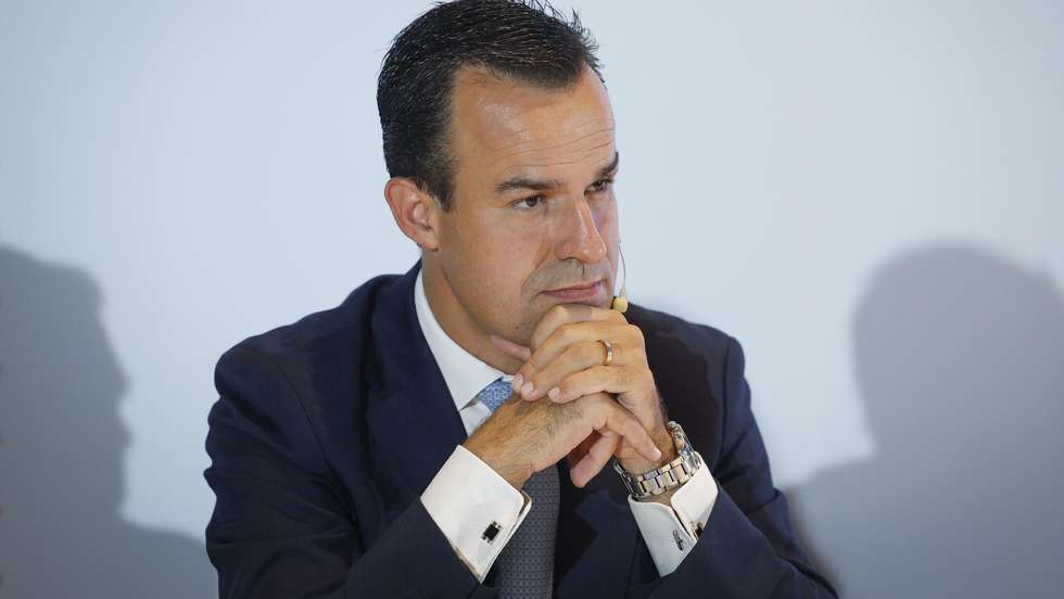 O presidente executivo do Banco Português de Fomento (BPF), Gonçalo Regalado, durante a apresentação dos resultados do 1.º semestre, em Lisboa, 17 de julho de 2025. ANTÓNIO PEDRO SANTOS/LUSA