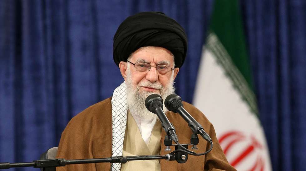 epa11041795 A handout photo made available by the Iranian Supreme Leader's office shows Iranian Supreme Leader Ayatollah Ali Khamenei speaking during a ceremony in Tehran, Iran, 23 December 2023. Khamenei condemned Israeli strikes on Gaza adding that he is 'confident the Palestinian people will triumph and Israel will be eradicated'.  EPA/SUPREME LEADER OFFICE HANDOUT  HANDOUT EDITORIAL USE ONLY/NO SALES HANDOUT EDITORIAL USE ONLY/NO SALES