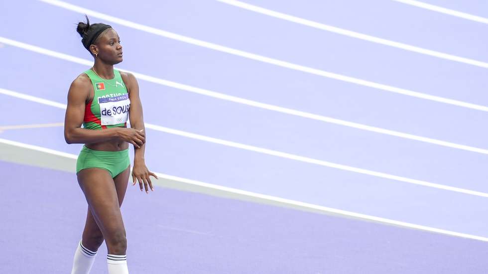 A  atleta  portuguesa  Agate Sousa durante a qualificação do salto em comprimento a contar para os Jogos Olímpicos de Paris, que decorrem na cidade entre 29 de julho e 11 de agosto, em Paris, França, 6 de agosto de 2024. HUGO DELGADO/LUSA