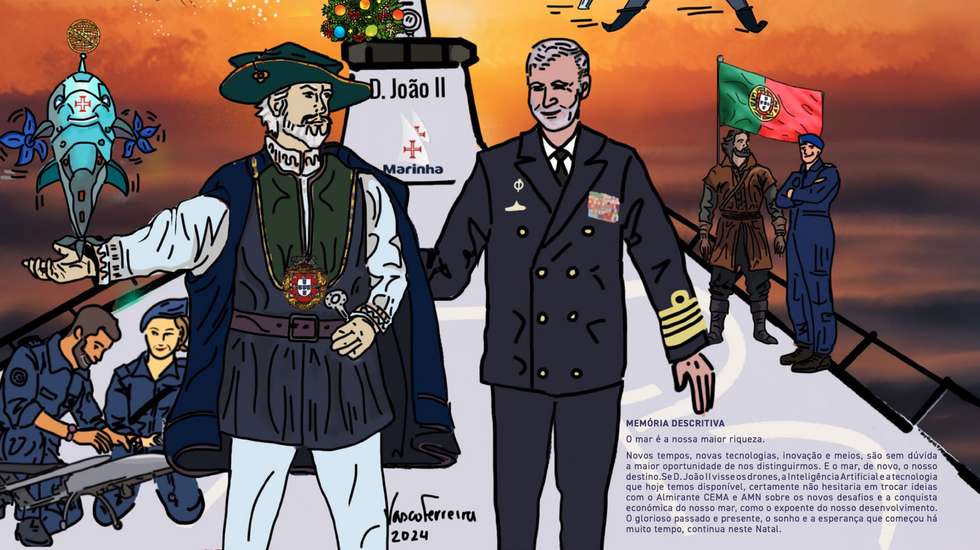 Contracapa da Revista da Armada onde Gouveia e Melo surge junto a D. João II