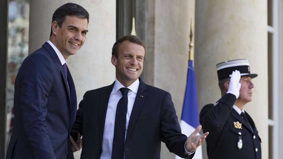 Sánchez recebeu Macron, no Palácio da Moncloa, em Madrid, esta quarta-feira