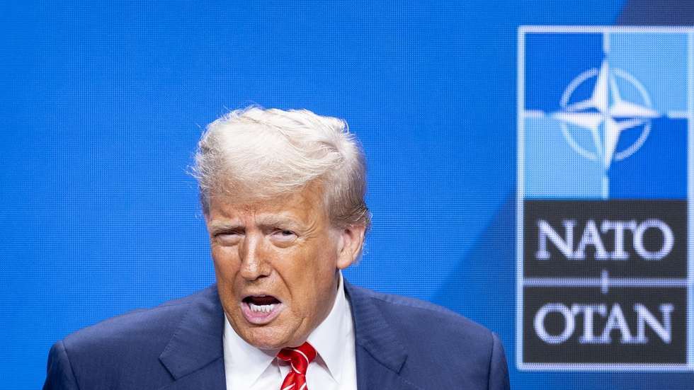 epa12196836 US President Donald Trump attends a press conference after the NATO Summit in The Hague, Netherlands, 25 June 2025.  EPA/Robin van Lonkhuijsen