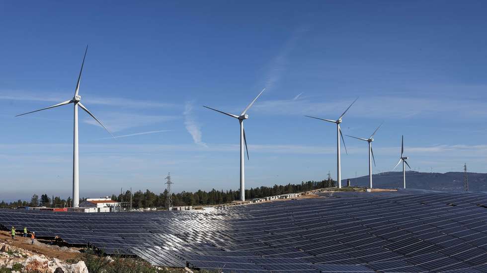 Aspetos do projeto híbrido EDP Renováveis no Monte de Vez durante uma visita/inauguração, Penela,19 de fevereiro de 2024. Trata-se de um projeto híbrido de energias renováveis – que combina energia eólica com solar. PAULO NOVAIS/LUSA