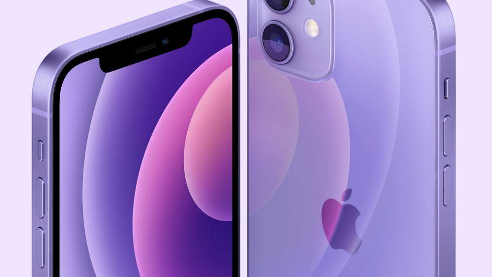 epa09147740 A handout photo made available by APPLE INC. shows Apple introducing the new iPhone 12 and iPhone 12 mini in purple during the Apple event in Cupertino, California, USA, 20 April 2021.  EPA/APPLE INC. HANDOUT Mandatory credit: APPLE INC. HANDOUT EDITORIAL USE ONLY/NO SALES