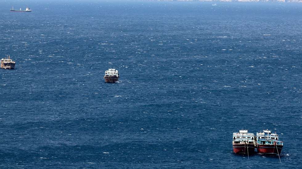 epa12194526 Ships in the Strait of Hormuz as seen from Khasab, Musandam Governorate, Oman, 24 June 2025. The Iranian parliament approved a measure to close the Strait of Hormuz following US strikes on three of Iran's key nuclear sites on 22 June 2025. Israel and Iran have been exchanging fire since Israel launched strikes across Iran on 13 June 2025.  EPA/ALI HAIDER