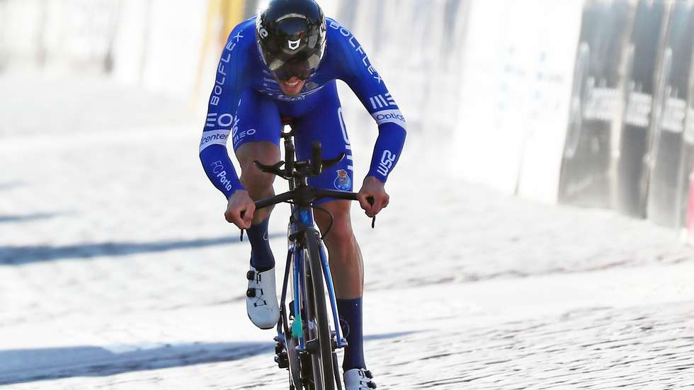 O ciclista da W52 - FC Porto Daniel Mestre, conseguiu a terceira posição no prólogo da edição especial da Volta a Portugal, disputdo em Fafe com a extensão de sete quilómetros, em Fafe, 27 de setembro de 2020. NUNO VEIGA/LUSA