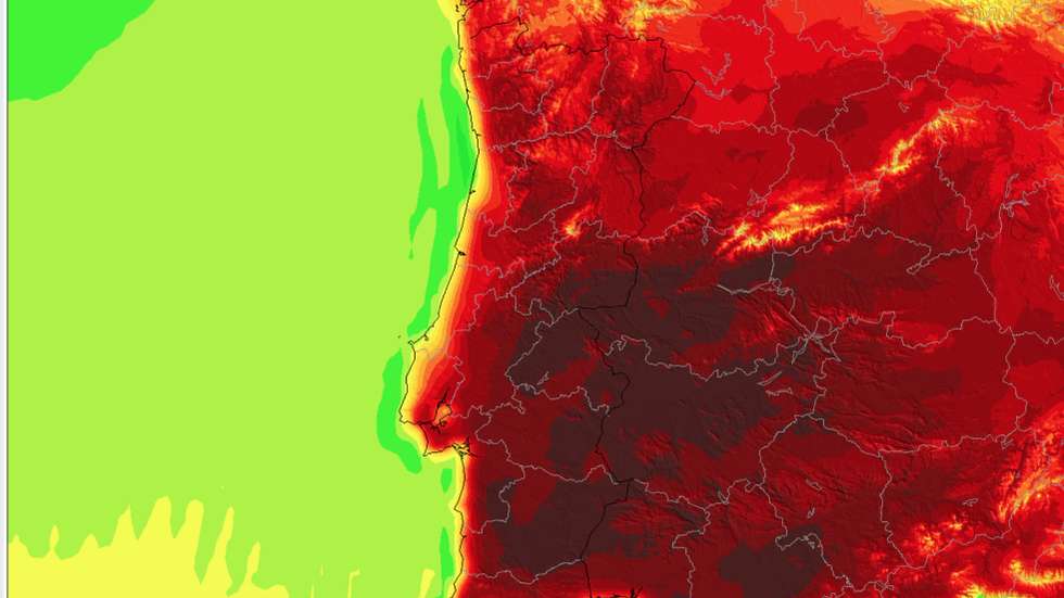 Portugal no vermelho máximo no início da próxima semana segundo o modelo europeu