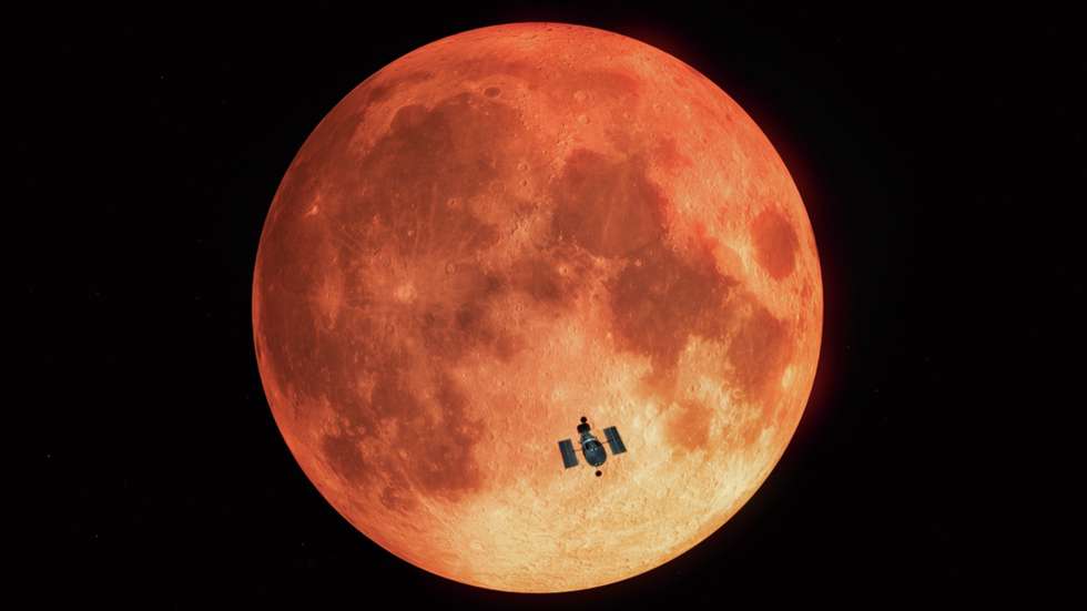 epa08589496 An undated handout image made available by the National Aeronautics and Space Administration (NASA) of an artist's impression of the Hubble Space Telescope superimposed on an image of the Moon, seen during a lunar eclipse (issued 07 August 2020). According to NASA, taking advantage of a total lunar eclipse in January 2019, astronomers using the Hubble Space Telescope have detected ozone in Earth's atmosphere. This method serves as a proxy for how they will observe Earth-like planets transiting in front of other stars in search of life. NASA added that our planet's perfect alignment with the Sun and Moon during a total lunar eclipse mimics the geometry of a transiting terrestrial planet with its star. In a new study, Hubble did not look at Earth directly. Instead, astronomers used the Moon as a mirror that reflects the sunlight transmitted through Earth's atmosphere, which was then captured by Hubble. This is the first time a total lunar eclipse was captured at ultraviolet wavelengths and from a space telescope.  EPA/M. KORNMESSER/ESA/HUBBLE), NASA AND ESA HANDOUT  HANDOUT EDITORIAL USE ONLY/NO SALES