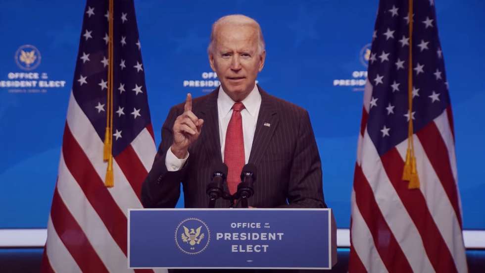 epa08830998 A frame grab from a handout video released by the Office of the President Elect shows US President-Elect Joseph R. Biden addressing the media during a press conference in Wilmington, Delaware, USA, 19 November 2020 (issued 20 November 2020). Georgia state authorities confirmed 19 November US President-elect Joe Biden won the the election in Georgia following a recount. It was the first time the Democrats won a presidential election race in Georgia since 1992 when Bill Clinton was elected.  EPA/OFFICE OF THE PRESIDENT ELECT/HANDOUT BEST QUALITY AVAILABLE HANDOUT EDITORIAL USE ONLY/NO SALES