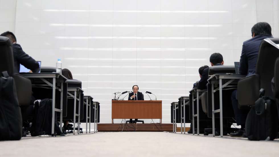 epa12492796 Bank of Japan (BOJ) Governor Kazuo Ueda attends a press conference at the bank's headquarters in Tokyo, Japan, 30 October 2025. BOJ decided to keep the short-term interest rate unchanged at 0.5 percent, following a two-day monetary policy meeting.  EPA/JIJI PRESS JAPAN OUT EDITORIAL USE ONLY/