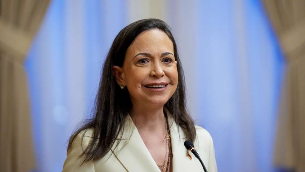 epa12584480 Nobel Peace Prize laureate Maria Corina Machado speaks during her visit to Norway's Parliament, the Storting, in Oslo, Norway, 11 December 2025. She received the Nobel Peace Prize 2025 for her tireless work promoting democratic rights for the people of Venezuela and for her struggle to achieve a just and peaceful transition from dictatorship to democracy. Due to the situation in Venezuela, she was unable to attend the award ceremony.  EPA/OLE BERG-RUSTEN / POOL NORWAY OUT