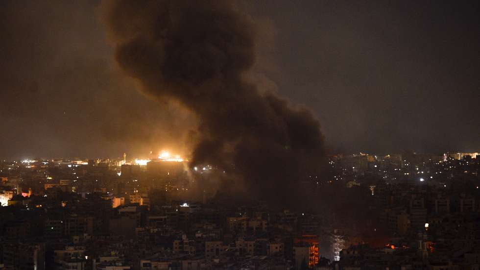 epa11648313 Smoke rises as a result of an Israeli airstrike at Dahieh Hadath area in the southern suburb of Beirut, Lebanon, late 07 October 2024. According to the Lebanese Minister of Health, more than 2,000 people have been killed and more than 9,600 others have been injured in Lebanon since the beginning of the Israeli-Hezbollah conflict. Israel's military stated on 07 October, that the Israeli Air Force (IAF) has conducted 'extensive strikes' on Hezbollah targets in southern Lebanon.  EPA/WAEL HAMZEH