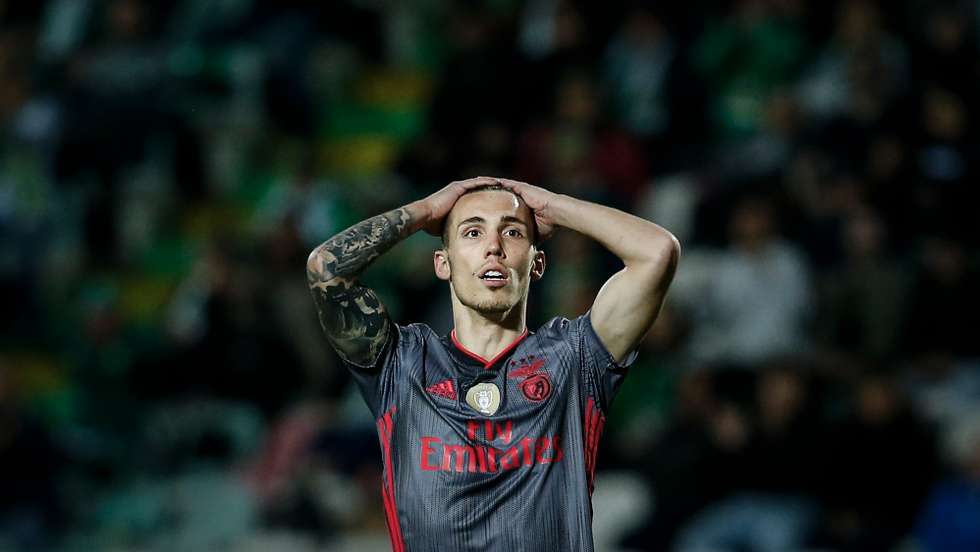 Benfica's Grimaldo reacts during their Portuguese First League soccer match with Vitoria de Setubal, held at Bonfim stadium, in Setúbal, Portugal, 07 March 2020. RODRIGO ANTUNES/LUSA