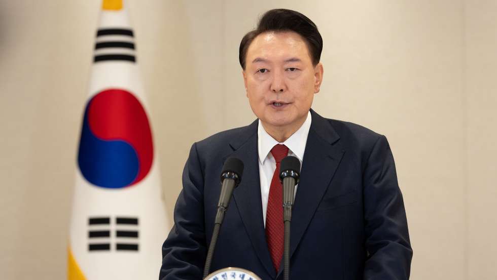 epa11771689 A handout photo made available by the South Korean Presidential Office shows South Korean President Yoon Suk Yeol giving a public statement at the presidential office in Seoul, South Korea, 12 December 2024, denouncing the main opposition Democratic Party for paralyzing state affairs with its abuse of impeachments.  EPA/ROK PRESIDENTIAL OFFICE / HANDOUT SOUTH KOREA OUTHANDOUT EDITORIAL USE ONLY/NO SALES