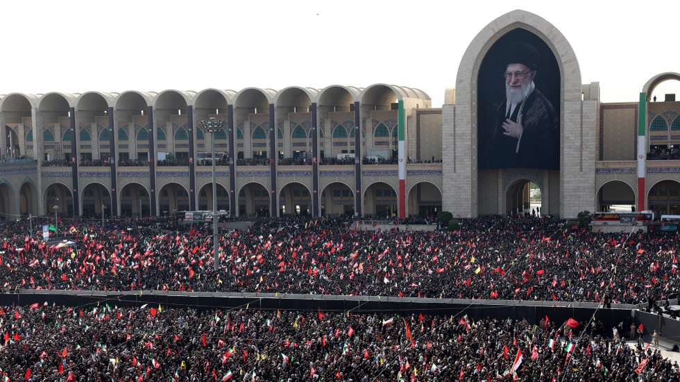 epa13085209 Iranians pay tribute to late Iranian supreme leader Ayatollah Ali Khamenei during a farewell ceremony ahead of his funeral at the grand Mosallah mosque in Tehran, Iran, 04 July 2026. Iran is set to hold a multi-day state funeral from 04 to 09 July 2026 for the Iranian supreme leader assassinated on 28 February.  EPA/ABEDIN TAHERKENAREH 
RESTRICTIONS: NO Access Israel Media/Persian Language TV Stations Outside Iran/Strictly No Access BBC Persian/VOA Persian/Manoto TV/Iran International TV. (As mandated by Iran's Directorate General for Foreign Media) --