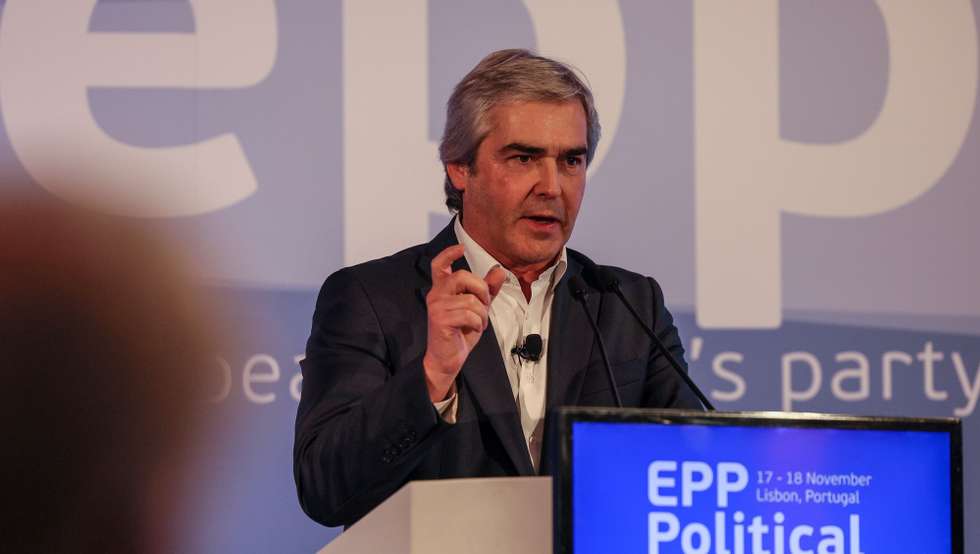 Democratic and Social Centre - People's Party (CDS-PP) Nuno Melo, speaks during the first day of the Political Assembly of the European People's Party in Lisbon, Portugal, 17 November 2022. The EPP Political Assembly is organized by the European People's Party (EPP), the political family of the Christian Democrats in Europe, and takes place in Lisbon from 17 to 18 November 2022. MANUEL DE ALMEIDA/LUSA