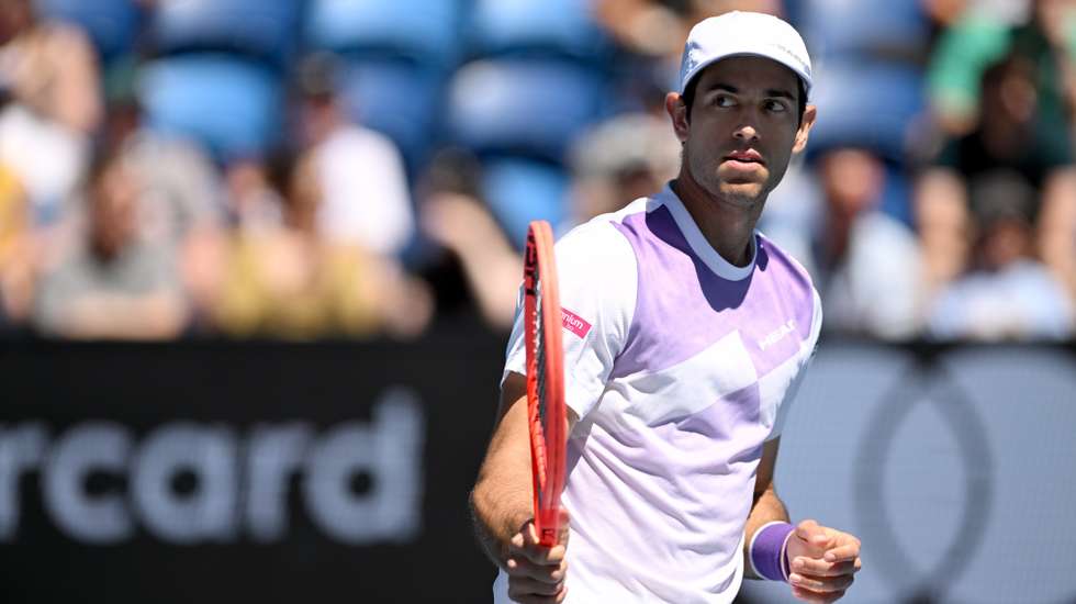 epa12672994 Nuno Borges of Portugal looks on during the third round match against Learner Tien of the USA on day 6 of the 2026 Australian Open tennis tournament at Melbourne Park in Melbourne, Australia, 23 January 2026.  EPA/LUKAS COCH AUSTRALIA AND NEW ZEALAND OUT