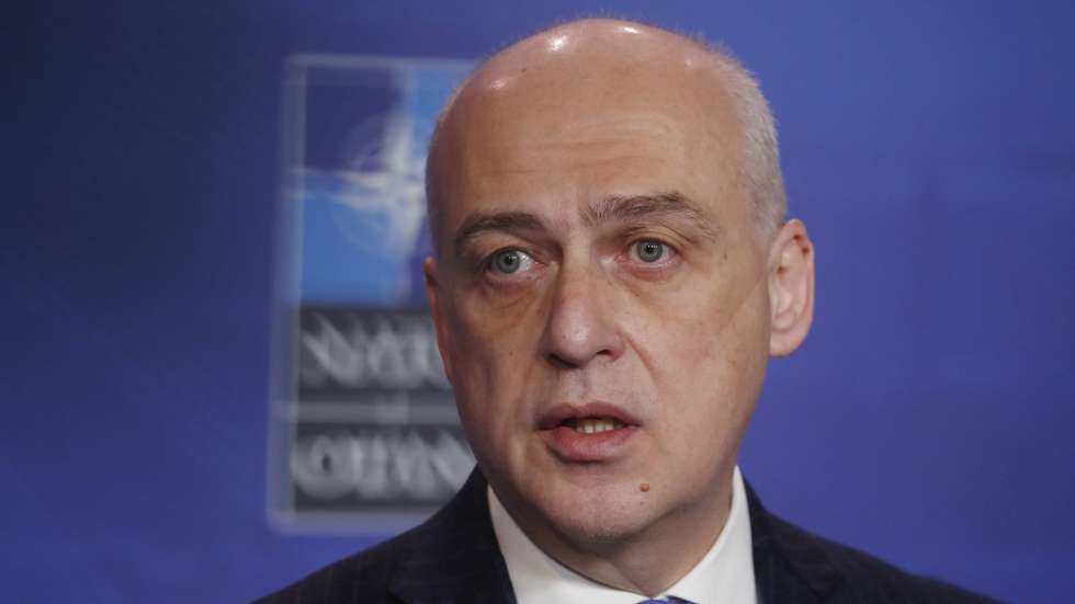 epa09614010 Minister of Foreign Affairs of Georgia David Zalkaliani speaks during a doorstep press conference prior to a meeting of North Atlantic Council at the level of Ministers of Foreign Affiars within the framework of the North Atlantic Treaty Organization (NATO) Foreign Ministers meeting in Riga, Latvia, 01 December 2021. From 30 November to 01 December 2021, Latvia is hosting a NATO Foreign Ministers meeting for the first time. To address current security challenges, NATO Allies are exchanging views on cooperation with partner countries and the European Union, and also begin their discussions on a new strategic concept for the Alliance.  EPA/TOMS KALNINS