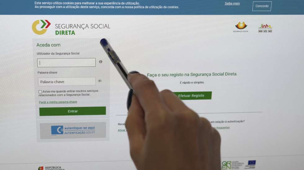 Página da segurança social direta , 08 de abril de 2022. ANTÓNIO COTRIM/LUSA